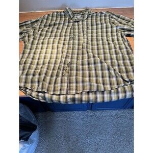Carhartt Button Down Shirt Mens 3XL Green Green Plaid Short Sleeve Workwear